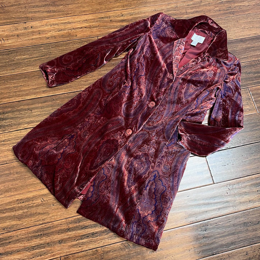 Spiegel Velvet Paisley Long Blazer Jacket Duster